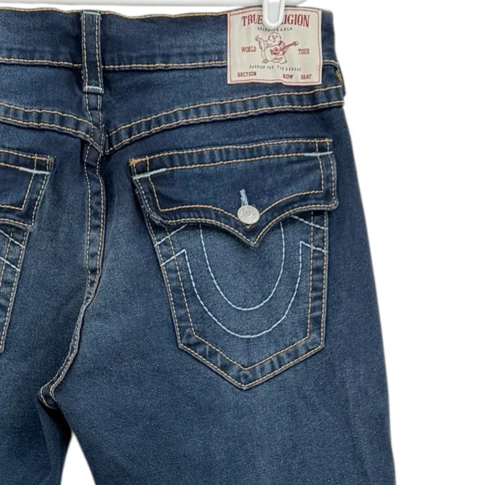 True Religion Men Ricky Stretch Relaxed Straight Big T Flap Blue Jeans 34x34 NWT